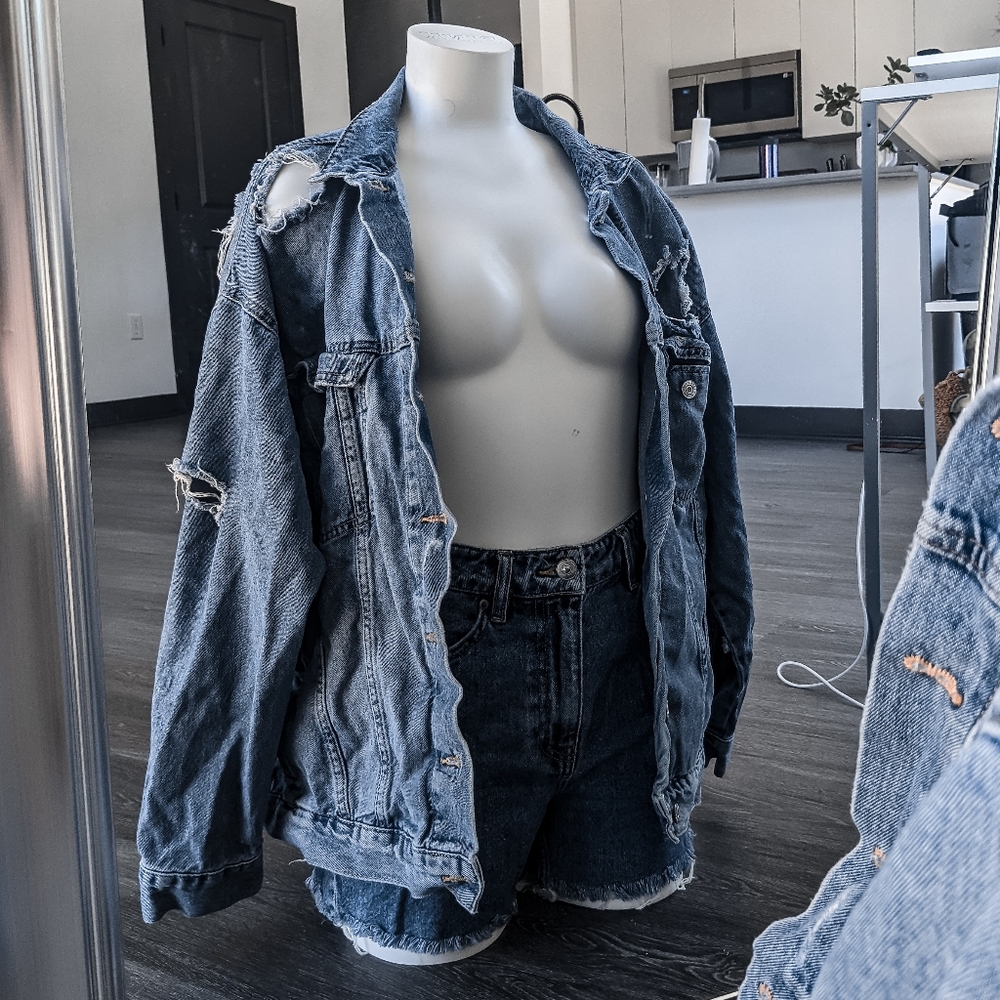 Distressed Oversized Denim Jacket